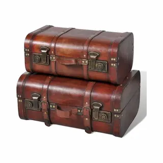 Dekokoffer Aus Holz 2 Stk. Retro-stil Braun - Vidaxl