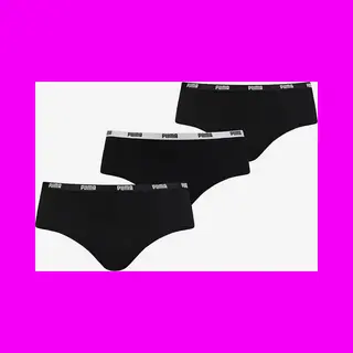 Puma Women Iconic Hipster Damen Slip Unterwäsche 503007001, Farbe, 001 - Black, Bekleidungsgröße, Xl