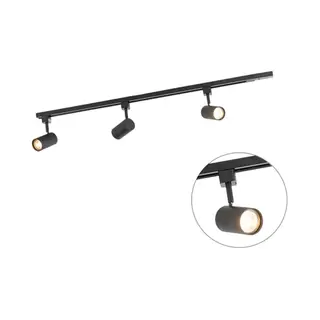 Qazqa - Modern 1-Phase Track System With 3 Spots Black - Jeana- - Modern - Suitable For Led GU10 | 3 Way Light - Steel Surface-Mounted Spotway Light -