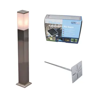 Qazqa Außen-stablampe Stahl 80cm Ip44 - Malios Mit Erdspieß Und Kabelverschraubung