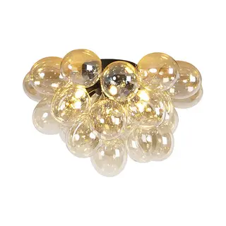 Qazqa Deckenleuchte Uvas, Ohne Leuchtmittel, G9, Gold/Messing, Design, Glas, 6-flammig