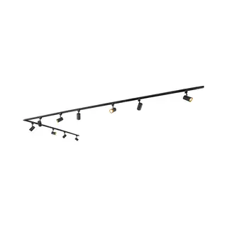 Qazqa Schienensystem-Sets Jeana, Ohne Leuchtmittel, GU10, Schwarz, Modern, Aluminium, Deckenstrahler 10-flammig