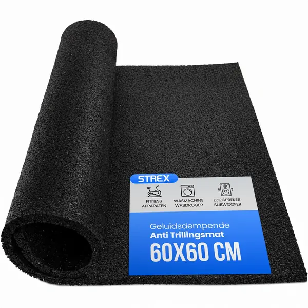 Strex Anti Trillingsmat Wasmachine En Wasdroger - 60 X 60 Cm - Geluidsdempende Antislip Mat - Trillingsdemper - Rubber Mat thumbnail