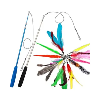 2 Kattenhengels Met 10 Speeltjes – Bewegende Kattenspeeltjes Met Veren En Belletjes – Interactieve Kattenspeelgoed Voor Kittens – Cat Toys