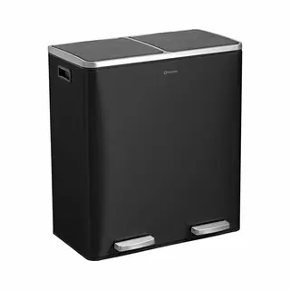 Homra Quickx Duo - Mülleimer - Mülltrennung - 2 Fächer - Edelstahl - 60 Liter (2x30 L) - Schwarz