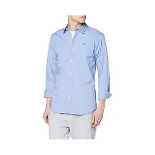 Tommy Jeans Overhemd Lichtblauw / Bloedrood / Wit