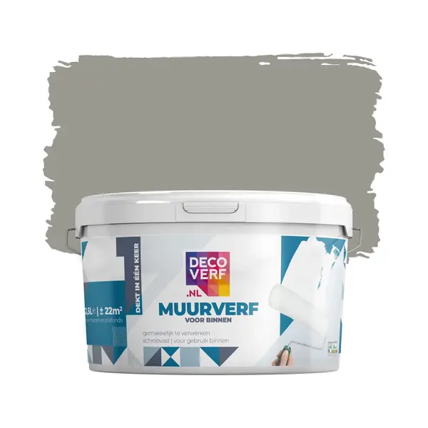 Decoverf.nl Decoverf Muurverf Mat Kleigrijs, 2.5L thumbnail