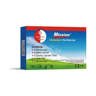Mission 3-In-1 - Cholesterol Teststrips 5 Stuks Voor Mission® Cholesterol Meter