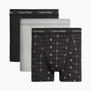 Calvin Klein Herren 3er Pack Boxershorts Trunks Unterwäsche, Mehrfarbig (Black/Grey Heather/Subdued Logo), L