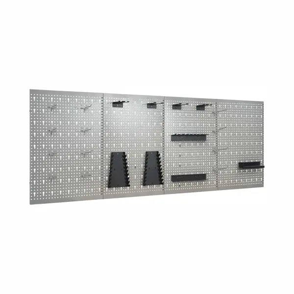 VidaXL 4X Werkzeugwand Für 160cm Lange Werkbänke Werkstatt Lochblech Lochwand Werkstattwand Lochwandsystem Metallwand Euro Lochung 40x58cm Stahl thumbnail