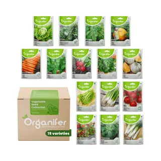 Organifer Groentezaden Pakket - 15 Essentiële Soorten - Moestuinzaden - Groentezaden - Spinazie Zaad - Tuinkerszaadjes - Sla Zaden - Groentezaden Moestuin -