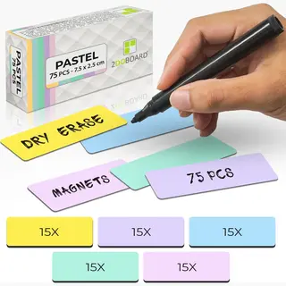 2Doboard 75 Whiteboard Magneten Balk 7, 5 X 2, 5 Cm - Pastel Mix 5 Kleuren