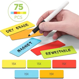 2DOBOARD Scrum Magneten - 75 Stuks - Herschrijfbare Whiteboard Magneten 7, 5 X 2, 5 Cm - Voor Magneetbord, Memobord, Koelkast & Kanban - 5 Kleuren -