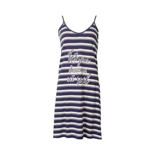 Tenderness Dames Nachthemd - Katoen - Gestreept - Donker Blauw - Maat M