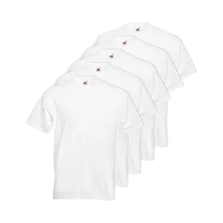 Fruit of the Loom 5x Grote Maten Basic Witte T-shirt Voor Heren - 5XL- Voordelige Katoenen Shirts