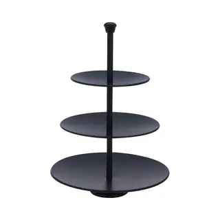 Alpina Etagere 3-laags - Zwart - Rvs - H36 Cm - Rvs - Hightea/tapas/koekjes/taartjes Serveerschaal