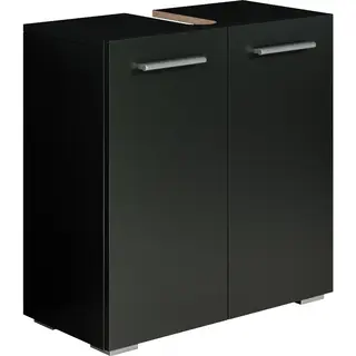 Badplaats B.V. Badplaats Waschbeckenunterschrank Jupiter 60 X 30 Cm Schwarz - Stehender Badezimmerschrank Mit 2 Türen Und Montagematerial