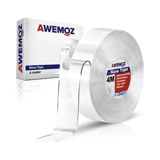 Awemoz Dubbelzijdig Tape - 4 Meter X 25mm X 2mm - Montagetape - Nano Tape - Plakband Extra Sterk - Transparante Tape Extra Sterk - Klussen -