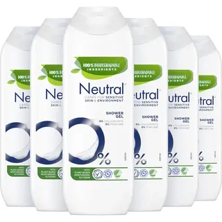 Neutral Douchegel 0% - Vrij Van Parfum En Kleurstof, Met 100% Biologisch Afbreekbare Ingrediënten - 6 X 250ml - Voordeelverpakking