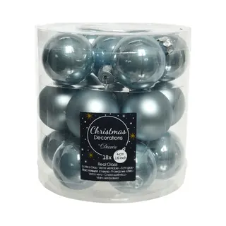 Kaemingk Weihnachtskugeln Glas 4cm X 18 Stück Kleine Christbaumkugeln Hellblau Nebelblau