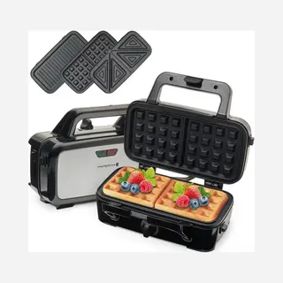 KitchenBrothers 3-in-1 Wafelijzer - Tosti Apparaat - Bpa Vrij - Contact Grill - Verwisselbare Platen - Rvs