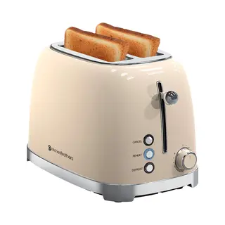 KitchenBrothers Retro Broodrooster - Pfas En Bpa Vrij - Toaster - 6 Warmteniveaus - 2 Extra Brede Sleuven - 815W - Beige