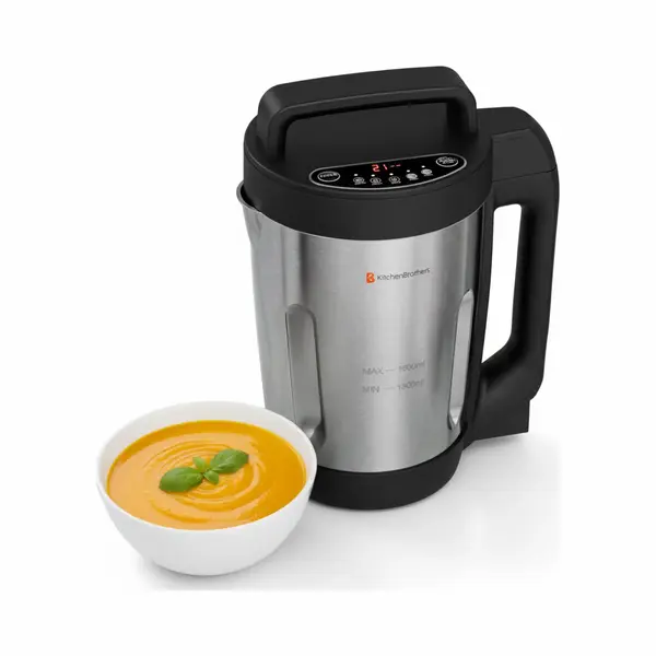 KitchenBrothers Soepmaker - Pfas En Bpa Vrij - 1.6L - 5 Programma's - Timer Display - Blender - Rvs/Zwart thumbnail