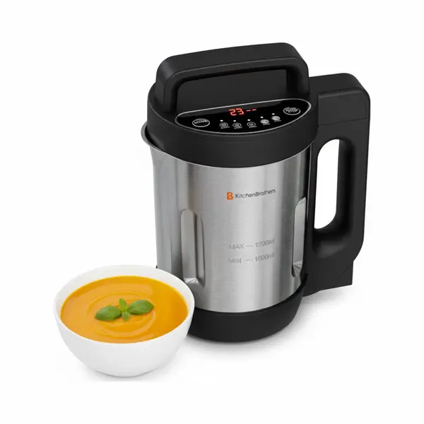 KitchenBrothers Soepmaker - Pfas En Bpa Vrij - 1.2L - 5 Programma's - Timer Display - Blender - Rvs/Zwart thumbnail