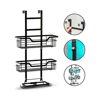 Nevana 3-laags Doucherek - ... Cm - Belastbaar Gewicht 30kg - Ophangsysteem - Zonder Boren - Badkamer - Rvs - Zwart