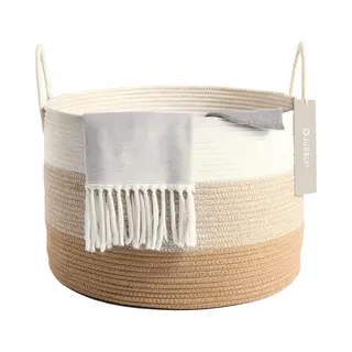 Jubbly® - Wasmand - Wassorteerder - Opbergmand - Wasmand Opvouwbaar - Wasbox - Woon Accessoires - 120 Liter - 100% Handgeweven Biologisch Katoen