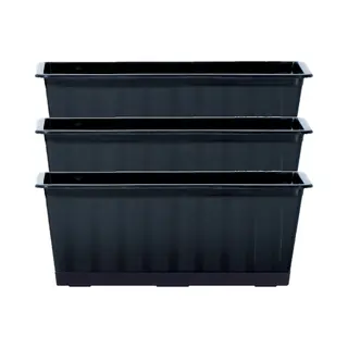 Prosperplast Plantenbak/bloembak/balkonbak Agro - 3x - Antraciet - Kunststof - 50 X 18 X 14 Cm
