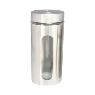 Voorraadpot - 2, 2 Liter - Glas Met Rvs - Bewaarpot - 10 X 10 X 22 Cm - Voorraadbus