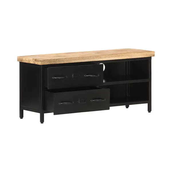 Tv Cabinet 90x30x41 Cm Rough Mango Wood Vidaxl thumbnail