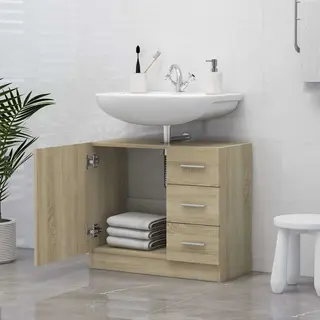 Waschbeckenunterschrank Sonoma-eiche 63x30x54 Cm Holzwerkstoff - Vidaxl