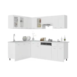 VidaXL Set Of 11 Lyon Kitchen Furniture In Engineered Wood White