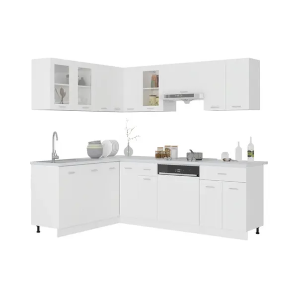VidaXL Set Of 11 Lyon Kitchen Furniture In Engineered Wood White thumbnail