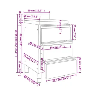 VidaXL - Commerciële - Keukenkasten - Met - 3 - Lades - 2 - Stuks - 50x60x96 - Cm