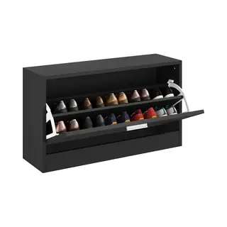 VidaXL Schoenenbank Zwart 80x24x45 Cm Bewerkt Hout