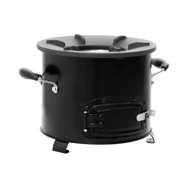 VidaXL Camping Wood Stove - Black Metal Charcoal Grill Fireplace Fire Basket - 36x26x22.5 Cm Outdoor Heater thumbnail