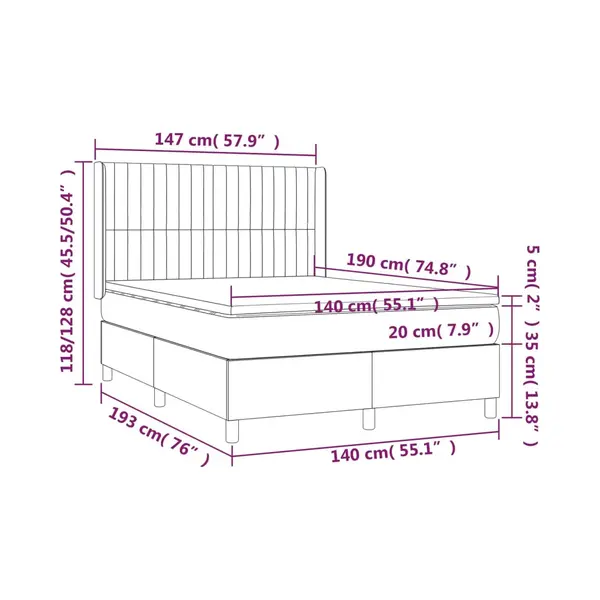VidaXL Boxspringbett Mit Matratze Dunkelblau 140x190 Cm Samt thumbnail
