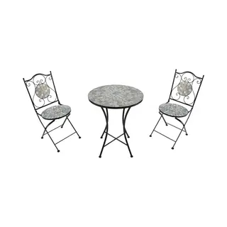 Axi Amélie Bistroset Mozaïek Zandbeige - Metalen Frame Met Keramische Tegeltjes – Balkonset 2 Stoelen En Tafel