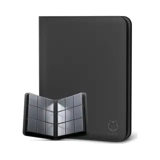 Napi Toploader Pro Binder Für 288 Karten - Premium Sammelmappe Toploader Mit Reißverschluss - Sammelkartenmappe - 9 Fächer - Kunstleder - Schwarz