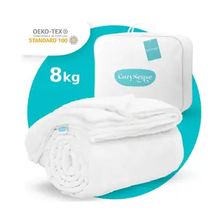 CozySense® Verzwaringsdeken 8 Kg - Weighted Blanket - Zwaartedeken Met Glass-Flow® Drukverdeling - Inclusief Wasbare Hoes - 140x200 Cm - Wit