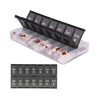 Safe Age Xl 7 Dagen Medicijndoos Met Vakken 's Ochtends En 's Avonds Nederlandse Pillendoos Grote Vakken