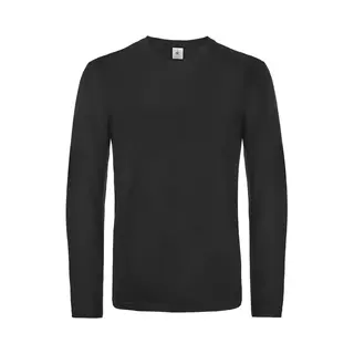 B&C Basic Longsleeve T-shirt - Zwart - Heren - Katoen - 145 Grams - Basic Zwarte Lange Mouwen Shirts / Kleding L