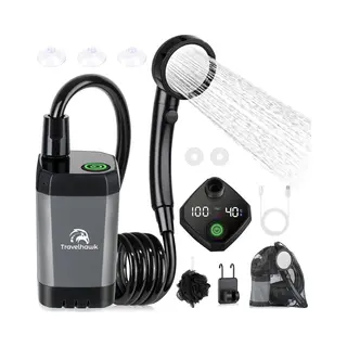 Travelhawk Elektrische Campingdouche - Oplaadbaar - 3 Waterdrukstanden - Zwart