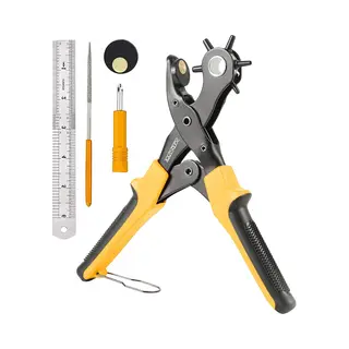 SolidStock Professionele Gaatjestang Voor Riem - Inclusief Meetlat - Ponstang - Revolvertang