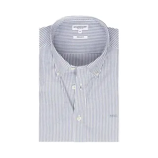 McGregor Overhemd Poplin Streep Blauw - Maat S - Heren - Overhemden Casual