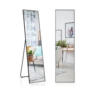 SensaHome Passpiegel, Minimalistisch Design Wandspiegel, Staand Met Zwarte Rand, Modern, Make-up-spiegel/badkamerspiegel, Zwart, 39 X 156 Cm