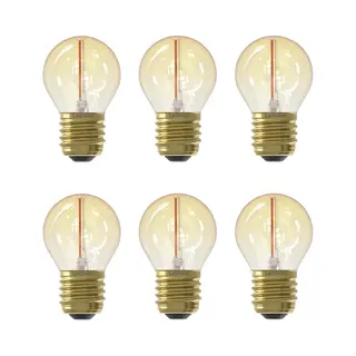 Ledvion - 6x E27 Led Lampe, 1W, 2100K, 50 Lumen, Dimmbar, Vintage-Filament, Kugelform, Transparent, Gold